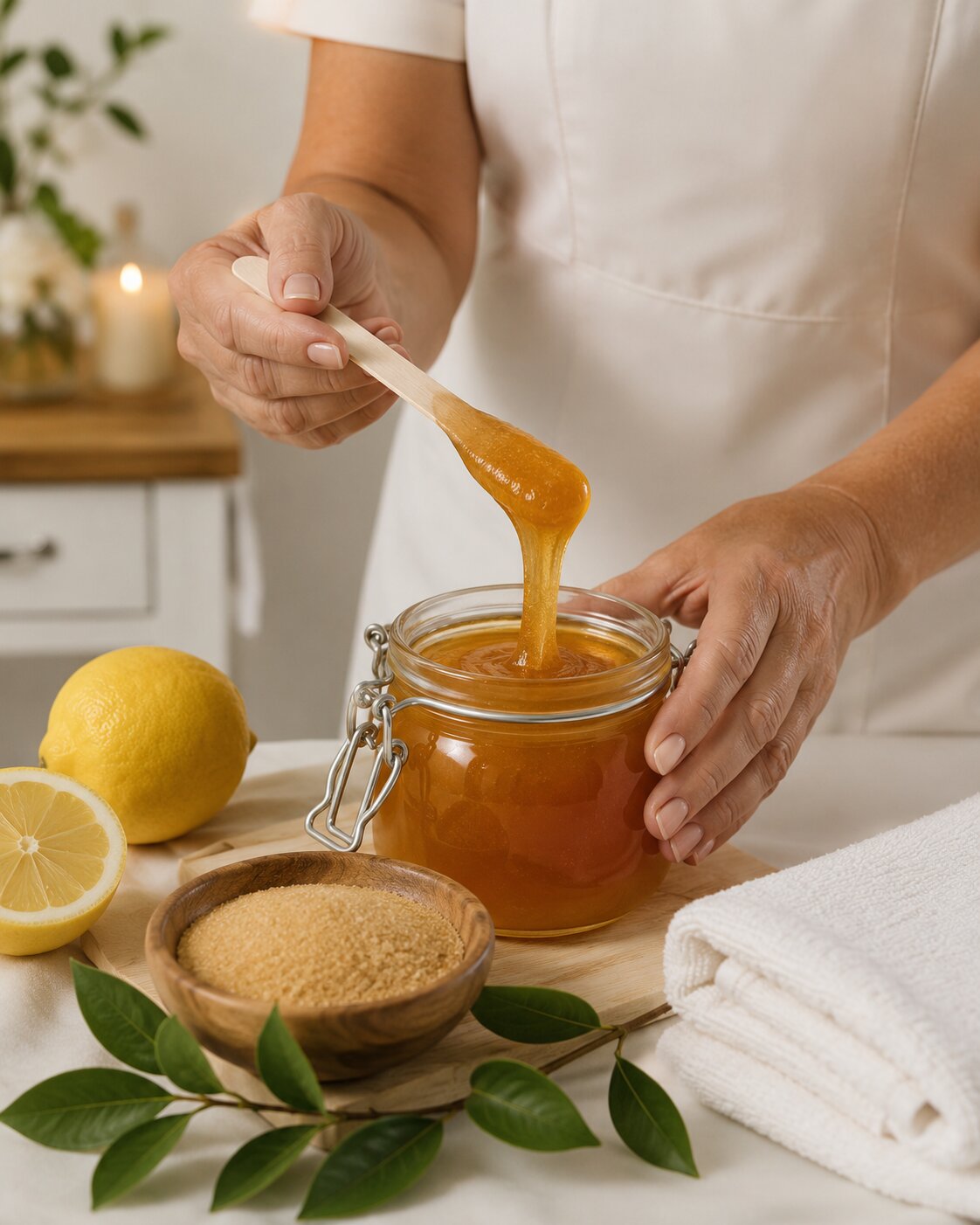 Cera natural artesanal preparada com ingredientes simples